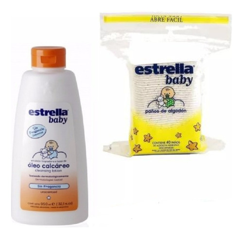 Combo Bebe: Óleo Calcáreo + Paños Algodon Estrella Baby 