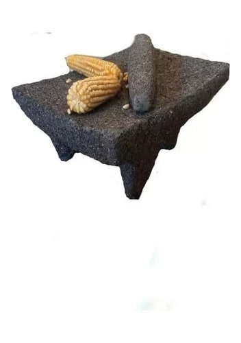 Metate De Piedra Volcanica 100% A Mano De 30cmx40cm