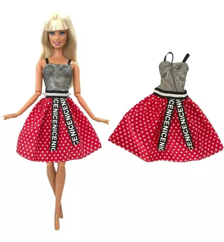 Lindo Vestido Vermelho + Sapato Para Boneca Barbie - Roupa