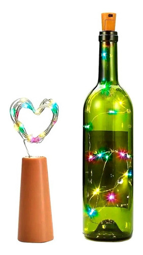 Guirnalda Corcho 20 Led Luz Multicolor Decoración Botellas