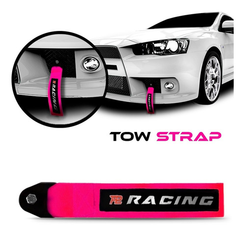 Tow Strap Hook Cinta Reboque Engate Parafusado Rosa