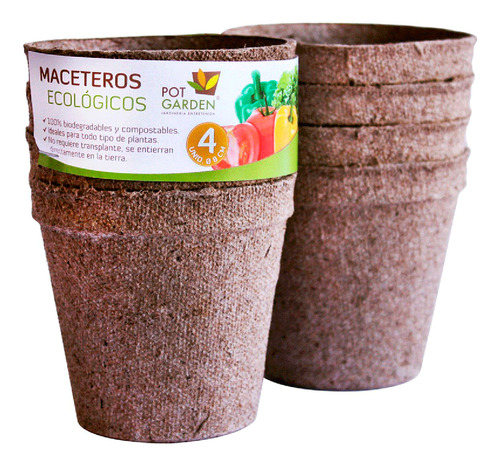 Macetero Turba Vegetal 8 X 8 X 5 Cm Pack 4 Unidades