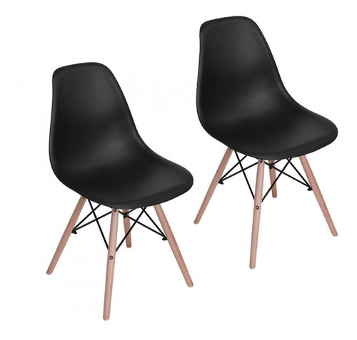 Set 2 Sillas Tipo Eames Oficina Comedor Negra