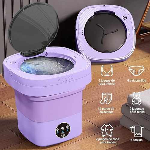 Mini Lavadora Lavadora Plegable Portátil Agitador Para , 8l Color Violeta