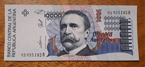 Bottero N 2881 Billete 10.000 Australes.  Excelente 