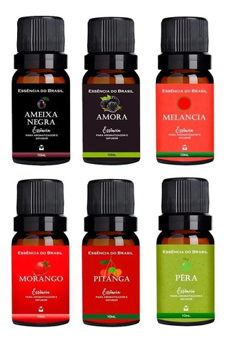 Kit 6 Essências De Frutas Aromatizador Difusor Ambientes