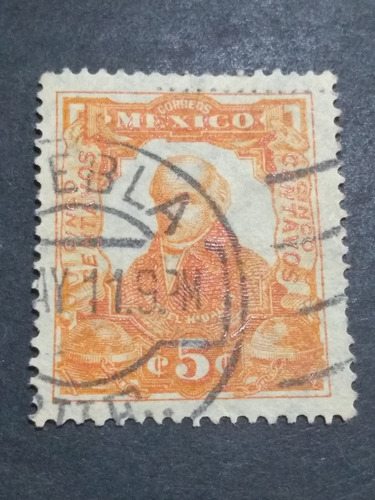Timbre Postal México Cura Miguel Hidalgo 5 Centavos Año 1914