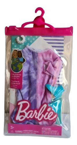 Kit Roupa Barbie Vestido Rosa/lilás Mattel Hbv31