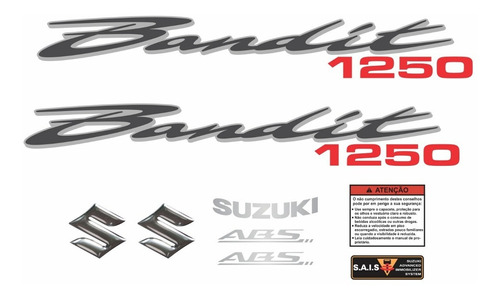 Kit Jogo Faixa Emblema Adesivo Suzuki Bandit 1250 2010 Preta