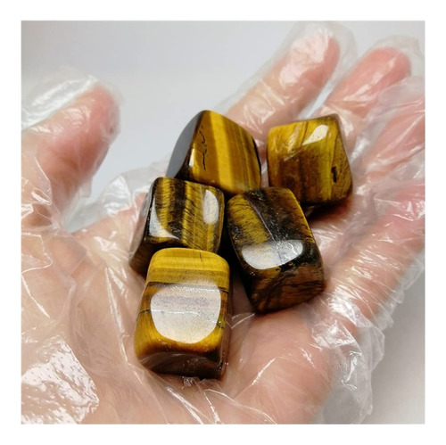 Ojo Tigre Tumbled Stone Crystal Natural Rock Palm Cube Para