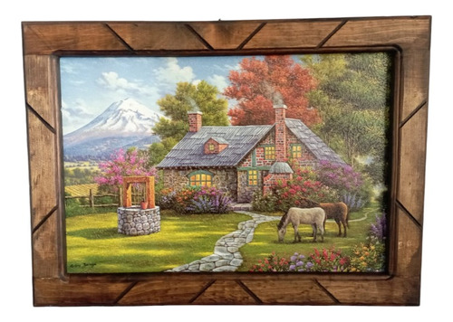 Cuadro De Paisaje Con Marco De Madera Medida 33cmx45cm