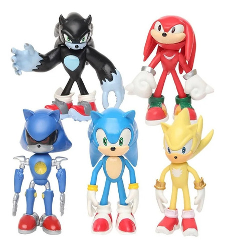 Set X6 Figuras Muñecos Sonic Tails 11cm Juguete Colección