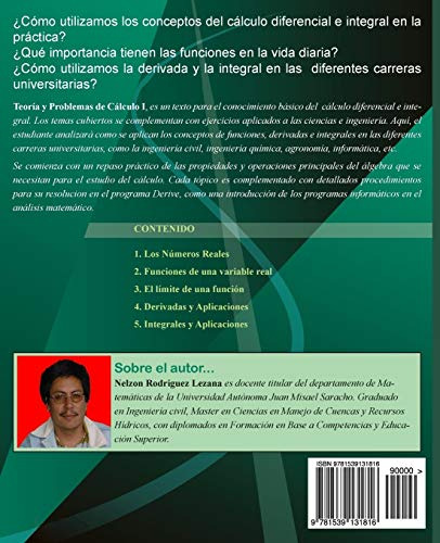 Teoria Y Problemas De Calculo I: Con Aplicaciones En Las Cie