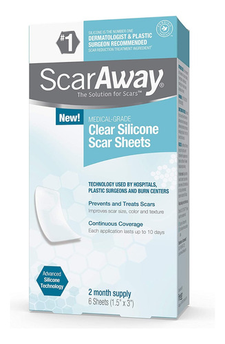 6 Parches De Silicon Transparente Scaraway Para Cicatrices