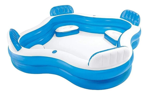 Piscina inflable cuadrada Intex Inflable 56475 de 229cm x 229cm x 66cm 990L azul y blanca caja