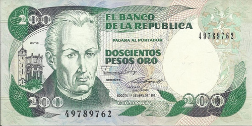 Colombia 200 Pesos 1 Abril 1987