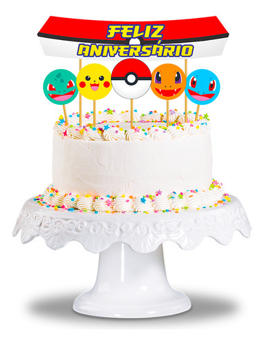 Decoración de fiesta de Pokémon Pocket Monsters para tartas, 6 unidades