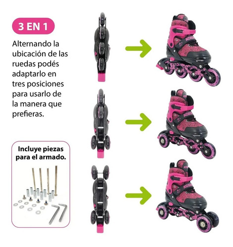 Rollers Kossok Onyx Extensibles Con Protecciones 3 Mod En 1