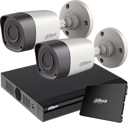 Kit Seguridad Dahua Dvr 4 + Disco + 2 Camaras 2mp Exterior 