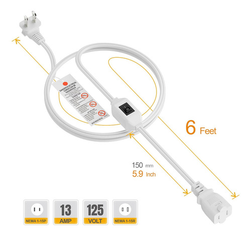 Cable De Extensión Con Interruptor De Encendido Y Apagado