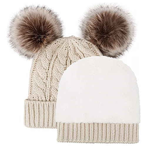 Gorro De Invierno Con Pompones Para Mujer