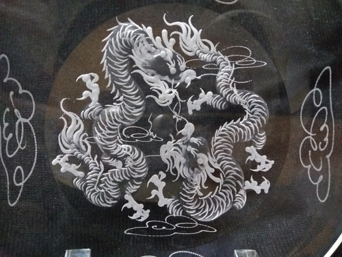 Dragão De Vidro 3d Gravado Laser C/base 18cm Diâm Ref-b Novo