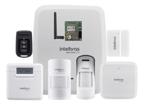 Kit Alarme Intelbras Amt 8000 Lite 2g Sensor Interno Externo
