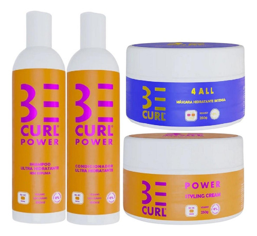 Kit Be Curl Tratamento Power Cabelos Crespos Afro (4 Itens)