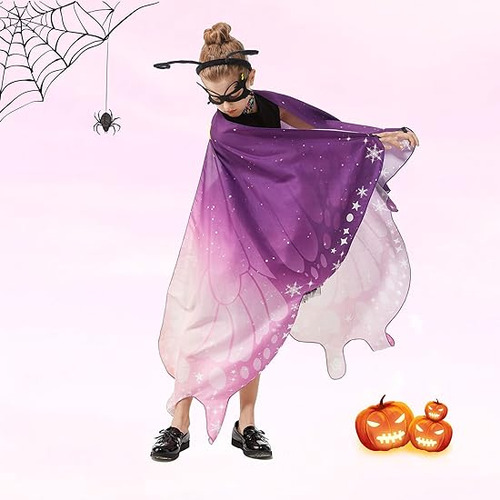 Disfraz Alas Para Niñas Capa Halloween Con Diadema Antena Cl