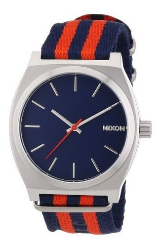 Reloj Nixon The Time Teller En Azul Marino Nylon Rojo