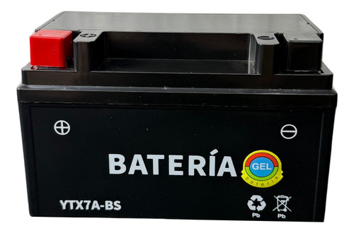 Batería De Gel Ytx7a-bs Moto D125 Ws150 Dm150 Cs125 Rt200 Derecho