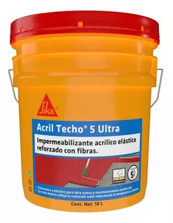 Sika Impermeabilizante Acril Techo 5 Años Ultra 18l Fibratad Color Rojo