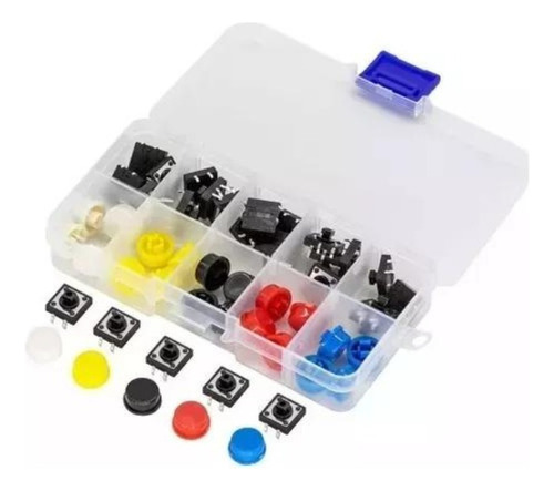 25 Push Button Chave Táctil Botão C/ Capas Coloridas 5 Cores 0