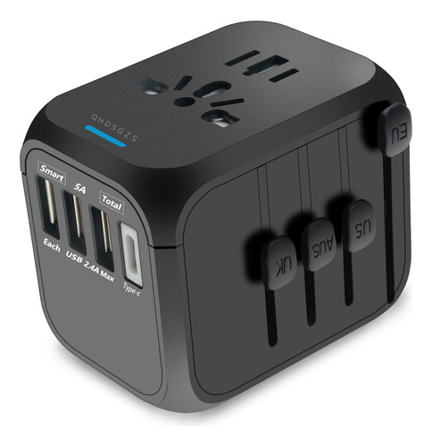 Adaptador De Viajes Internacional Con 3 X Puerto Usb-a, 1 X