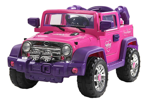 Carro Jipe Elétrico Infantil 12v Rosa Pink Com Buzina E Sons