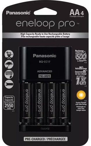 Panasonic Eneloop Pro : 4 Pilhas + Carregador ( 2550 Mah )