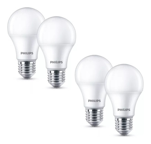 Pack 4 Ampolleta Led Philips Ecohome 12w Calida