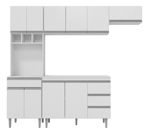 Cozinha Modulada Andréia 4 Peças Com Balcão 120cm Branco