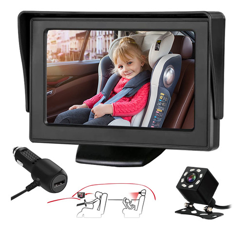 Baby Car Mirror, Baby Car Camera Monitor With 4.3'' Hd Nigh