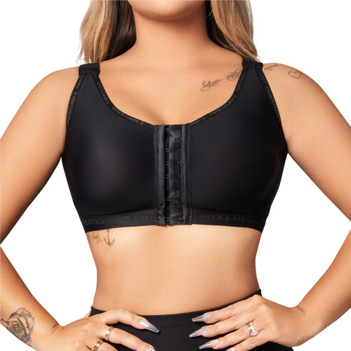 Faja Brasier Post Quirúrgico Con Realce Apoyo Postoperatorio Negro 38