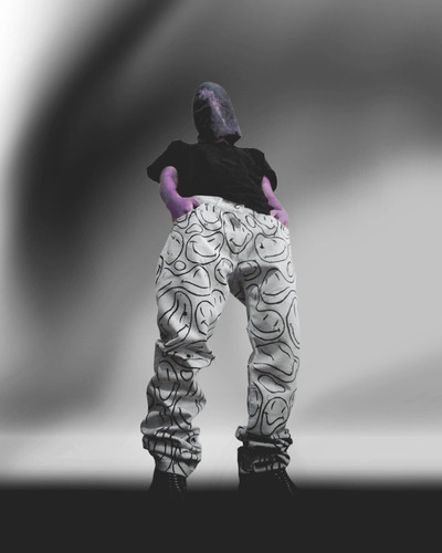 Imagen 2 de 8 de Pantalon Jean Happy Face Grunge Pintado A Mano Caustico T48
