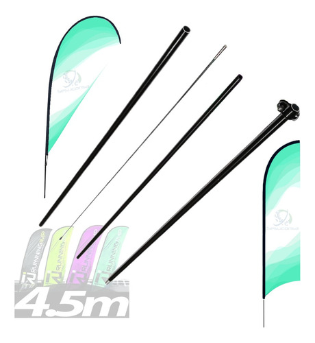 Asta De Bandera Sesuconsa 4.5 m + base estaca verde Claro Pluma