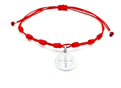 Pulsera Hilo Rojo 7 Nudos Y Medalla De Plata