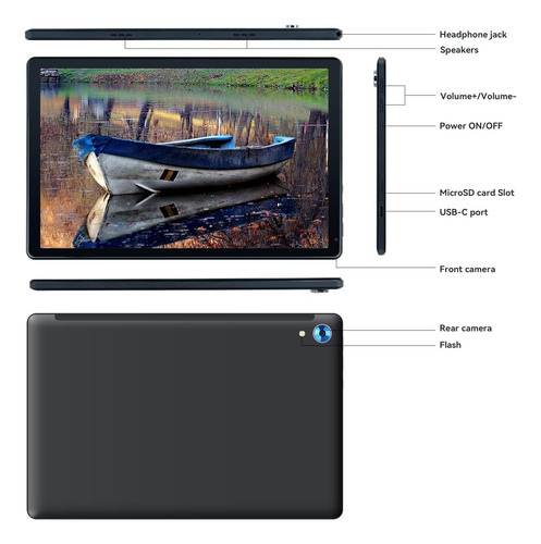 Tablet Android Jeazans, 10.1 Pulgadas Con Pantalla Táctil