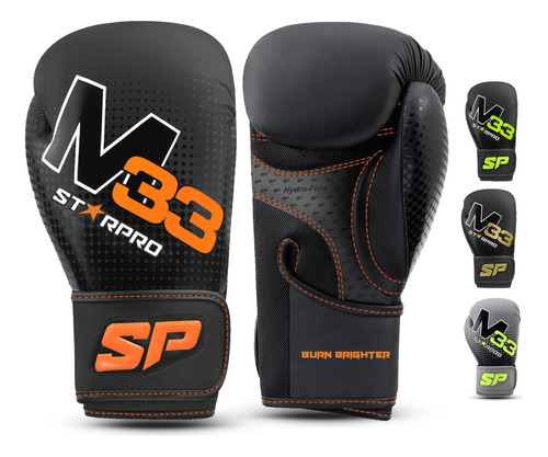 Guantes De Boxeo Starpro 16 Oz Negro Mate / Naranja Neón