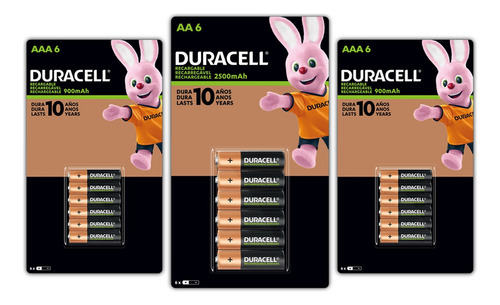 Pilas Recargables 6 Aa Y 12 Aaa Duracell Baterias 1.2v