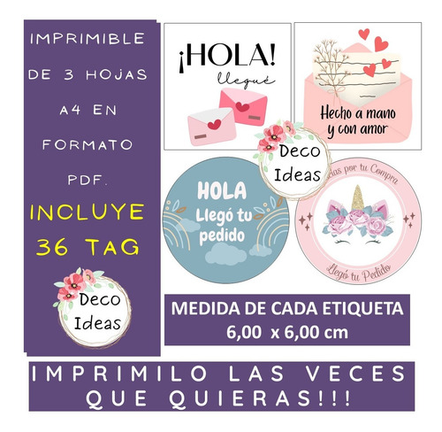 Imagen 4 de 5 de Kit Imprimible 05 Para Emprendedores A Color Etiquetas
