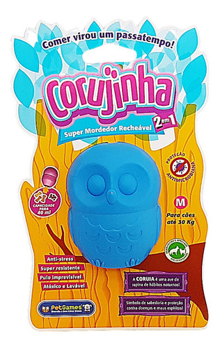 Brinquedo Recheável Pet Games Corujinha Azul M