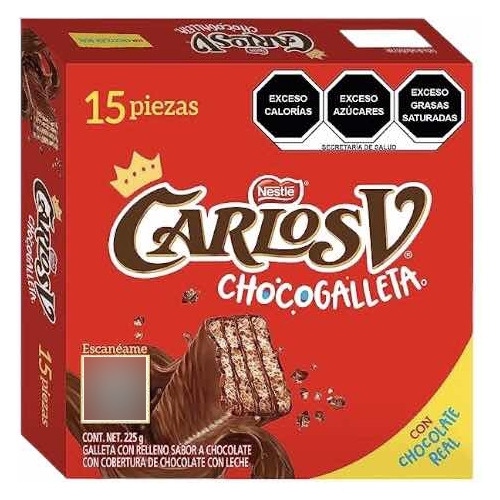 Carlos V Chocogalleta 15 Pz De 15 Gr C/u
