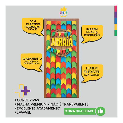 Capa De Porta Decoração Festa Junina Com Elástico 0,85x2,10m